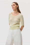 Feather Lace Light Yellow Cashmere Jumper