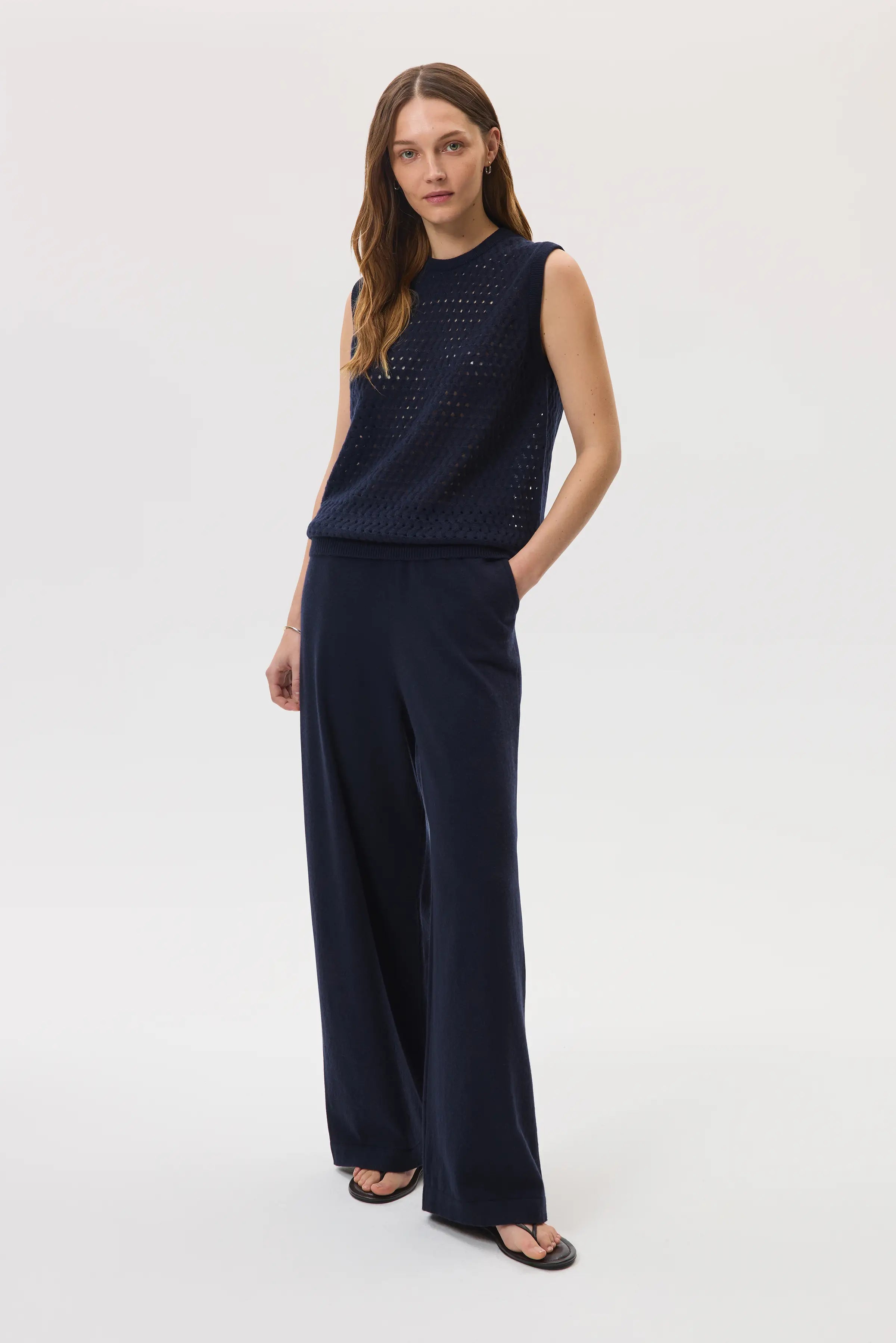 High Rise Cashmere Dark Navy Culottes