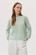 Mesh Rib Light Green Cashmere Jumper