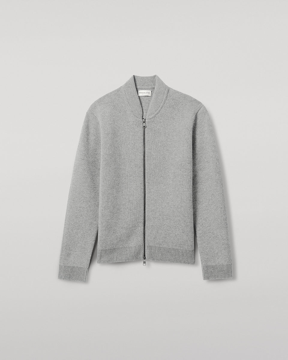 Cashmere Milano Stitch Light Grey Zip Jacket