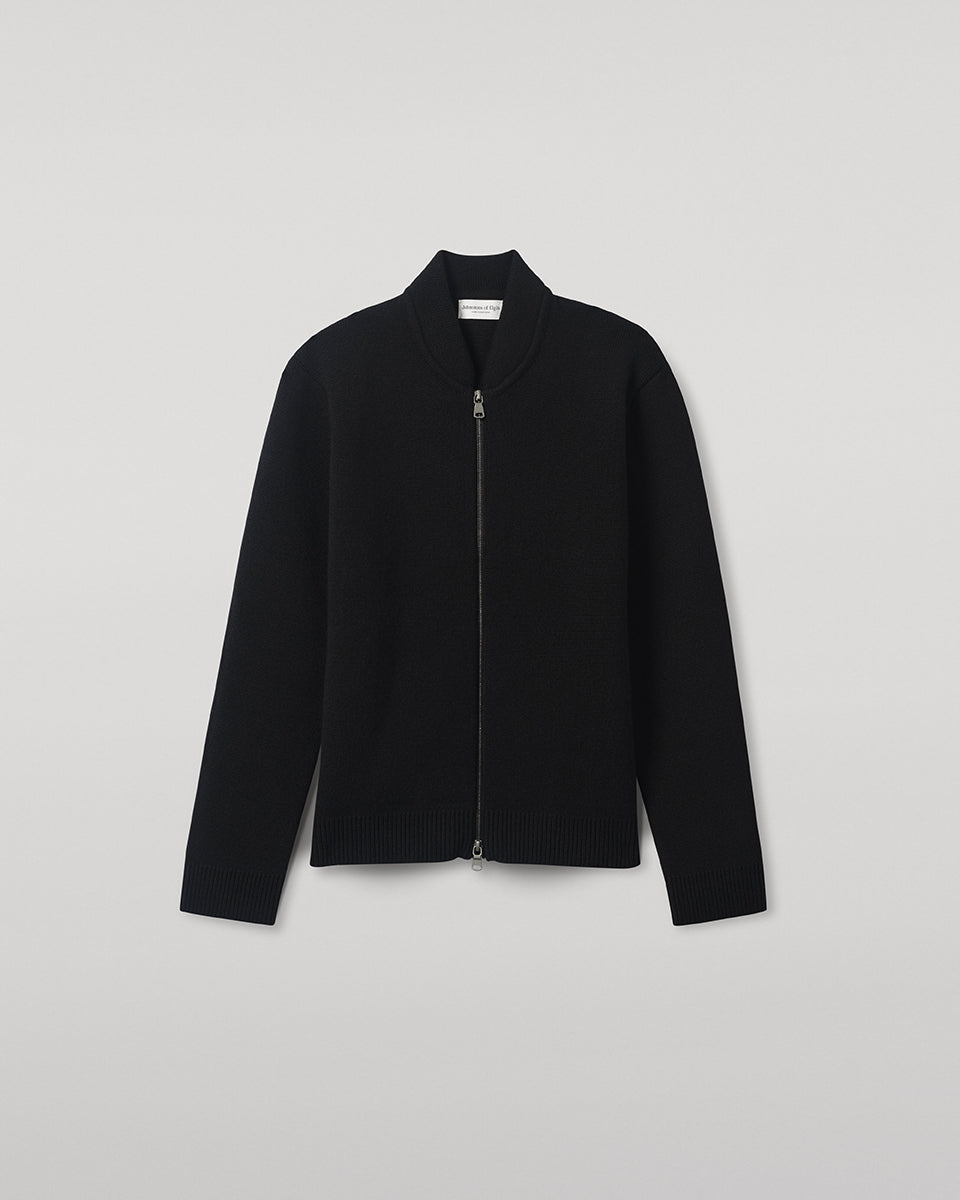 Milano Stitch Black Cashmere Baseball Jacket