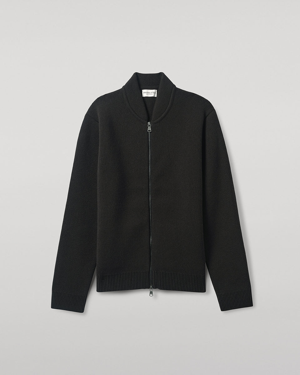Cashmere Milano Stitch Dark Grey Zip Jacket
