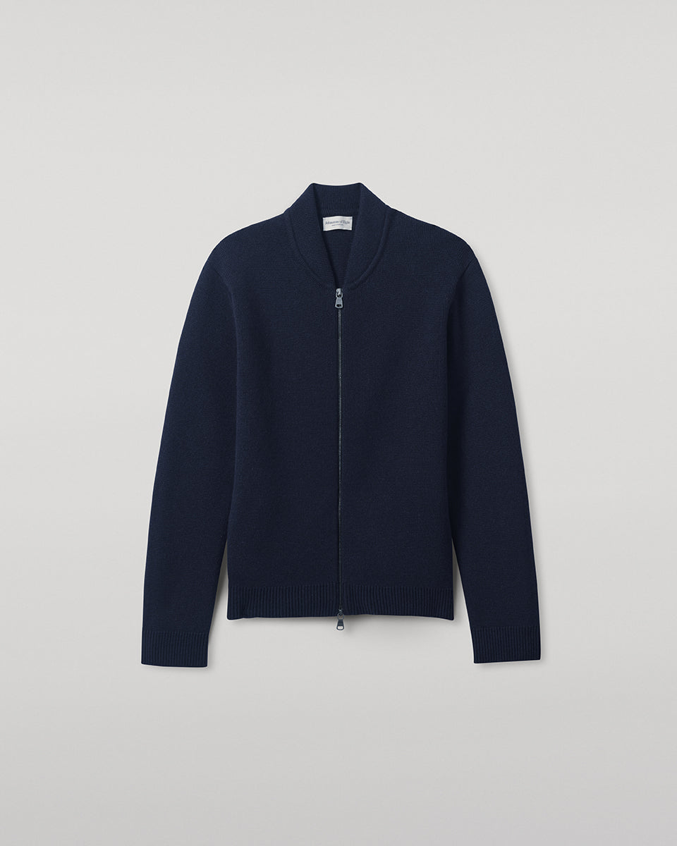 Cashmere Milano Stitch Dark Navy Zip Jacket