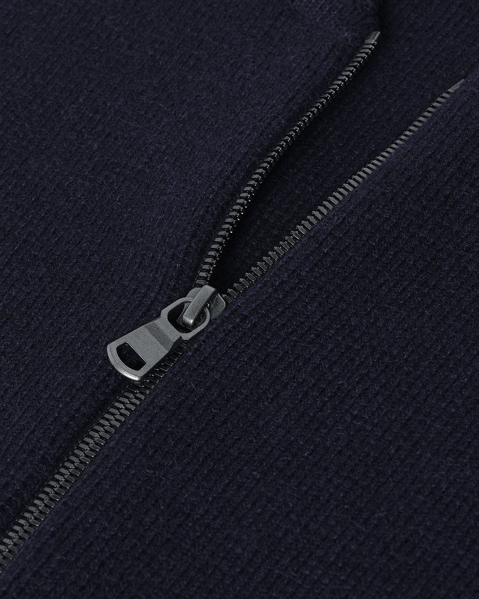 Cashmere Milano Stitch Dark Navy Zip Jacket