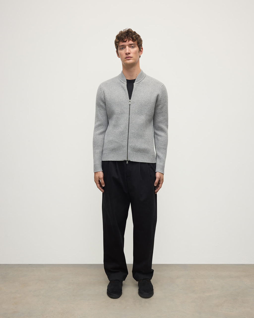 Cashmere Milano Stitch Light Grey Zip Jacket