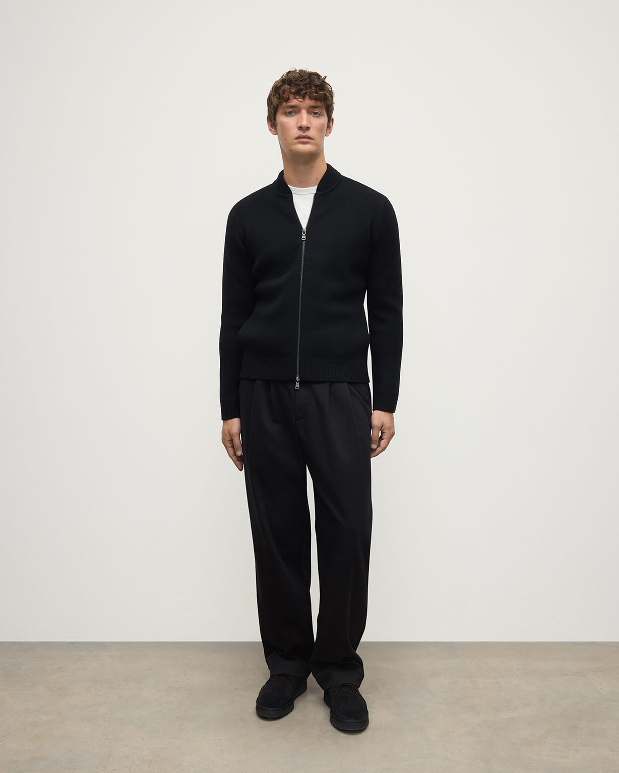 Cashmere Milano Stitch Black Zip Jacket