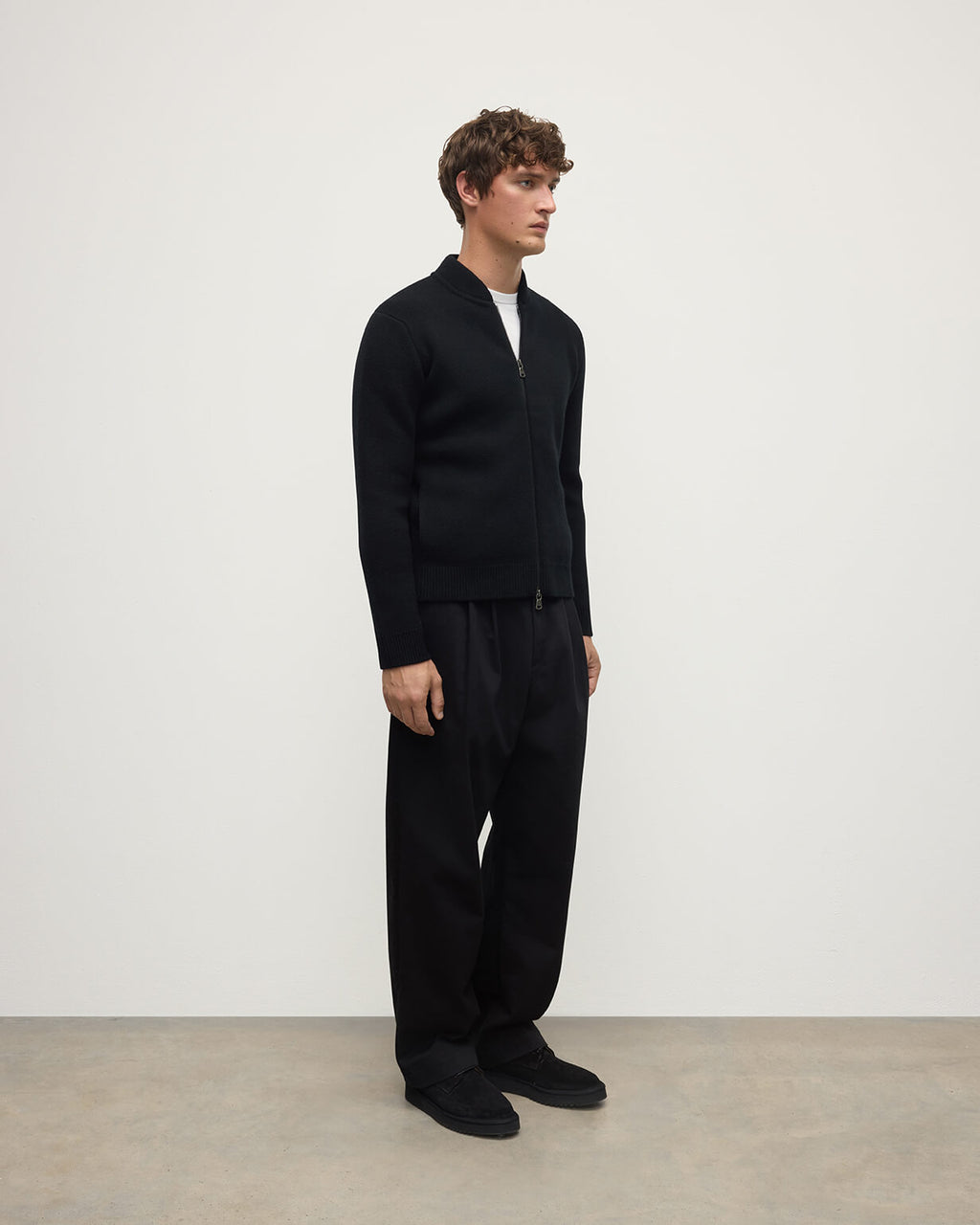 Cashmere Milano Stitch Black Zip Jacket