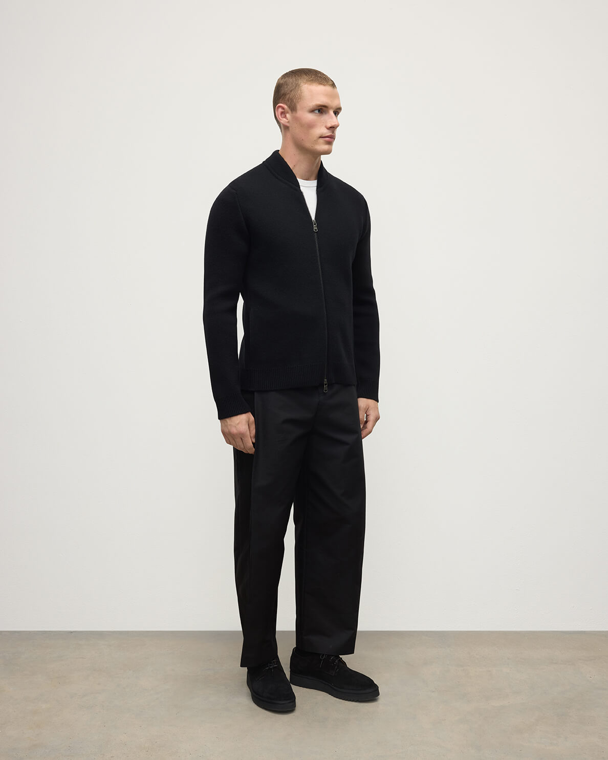 Milano Stitch Black Cashmere Baseball Jacket