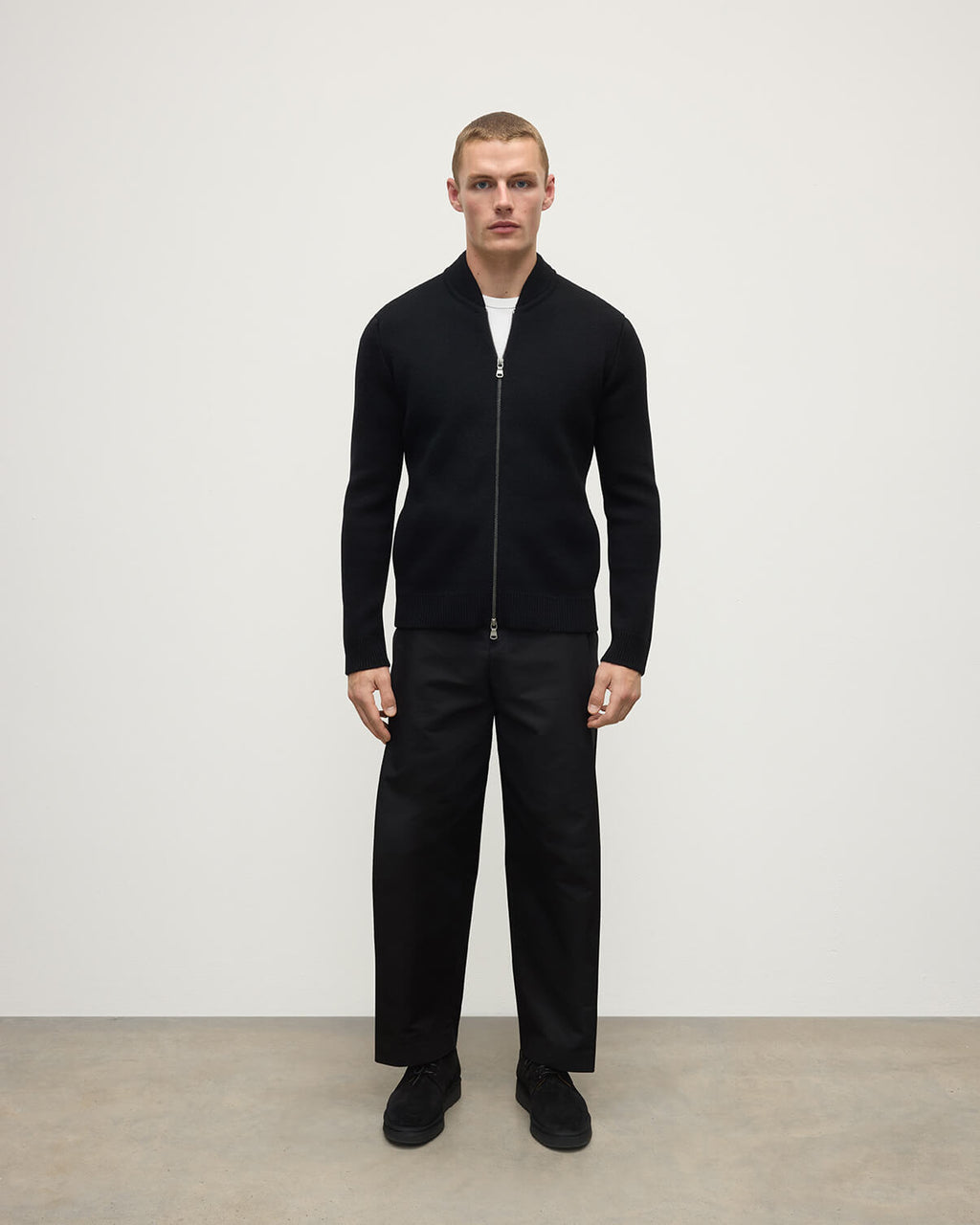Milano Stitch Black Cashmere Baseball Jacket