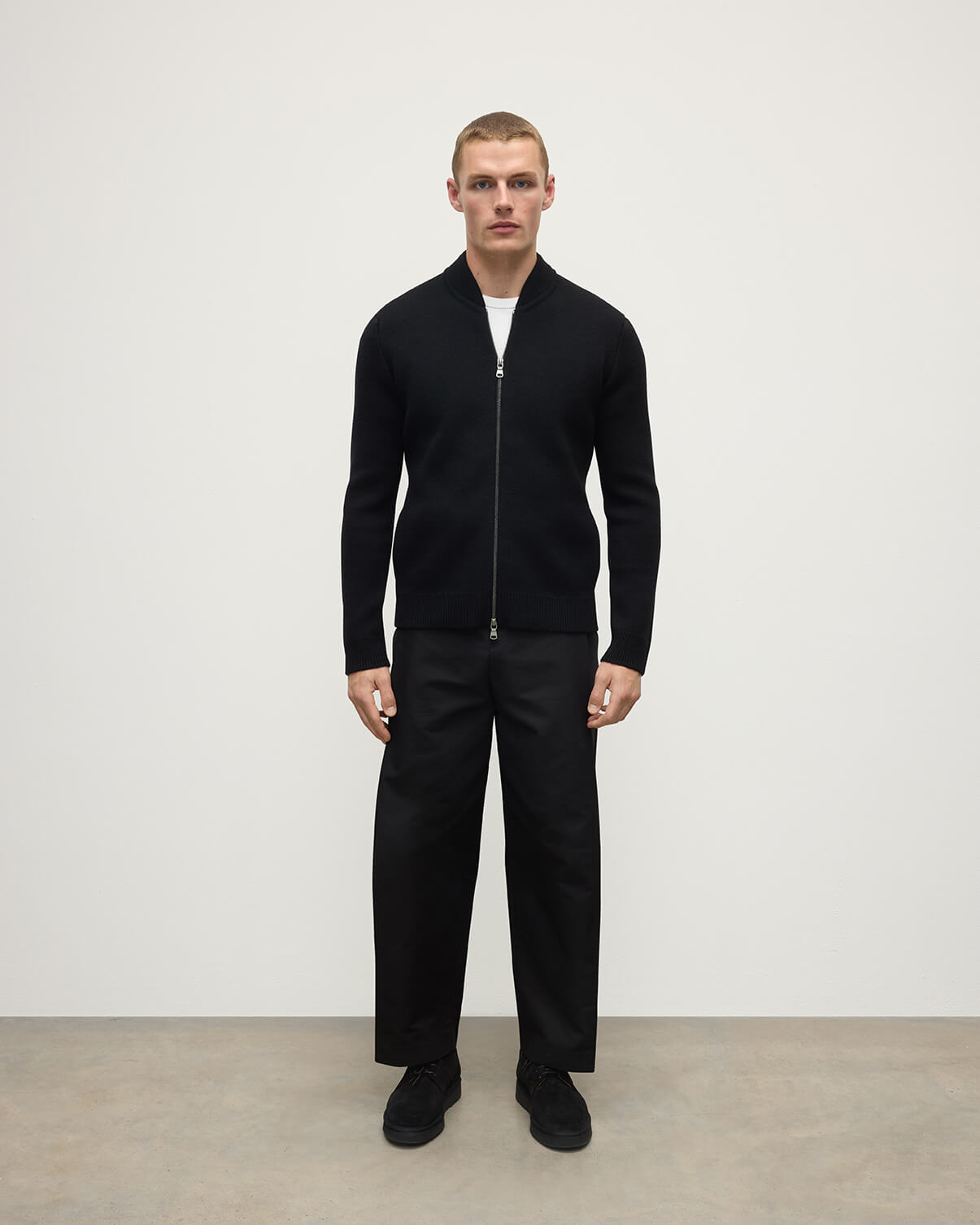 Milano Stitch Black Cashmere Baseball Jacket