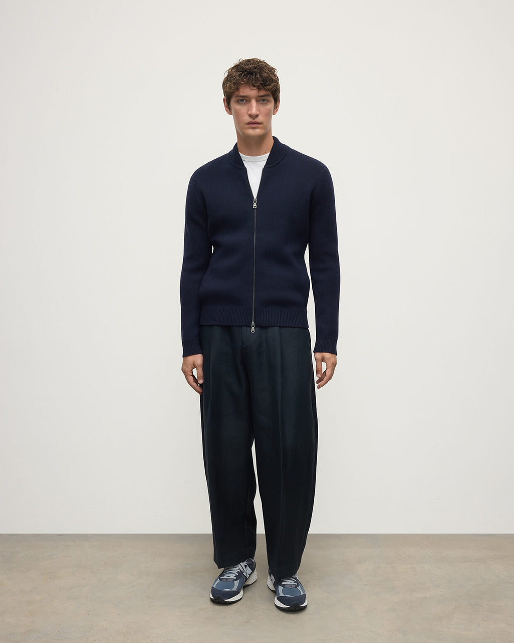 Cashmere Milano Stitch Dark Navy Zip Jacket