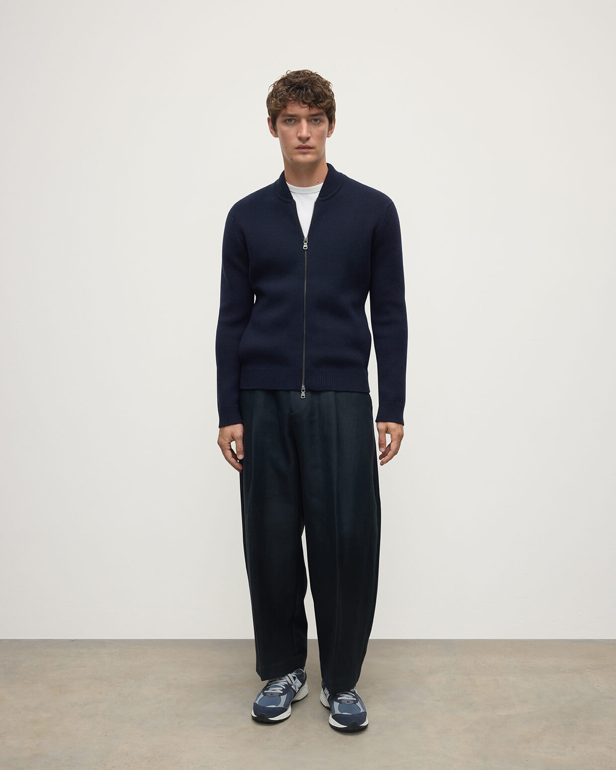 Cashmere Milano Stitch Dark Navy Zip Jacket
