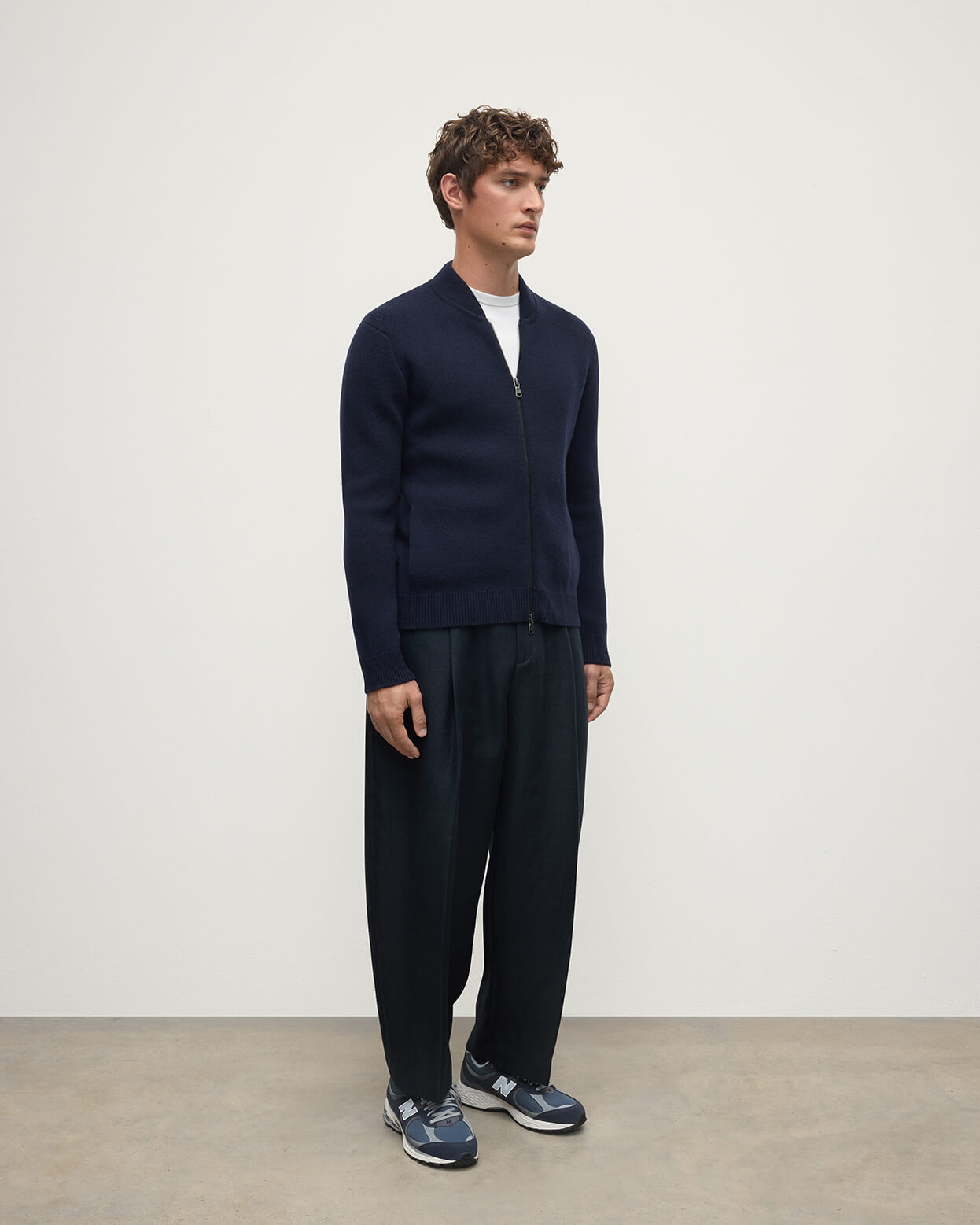 Cashmere Milano Stitch Dark Navy Zip Jacket