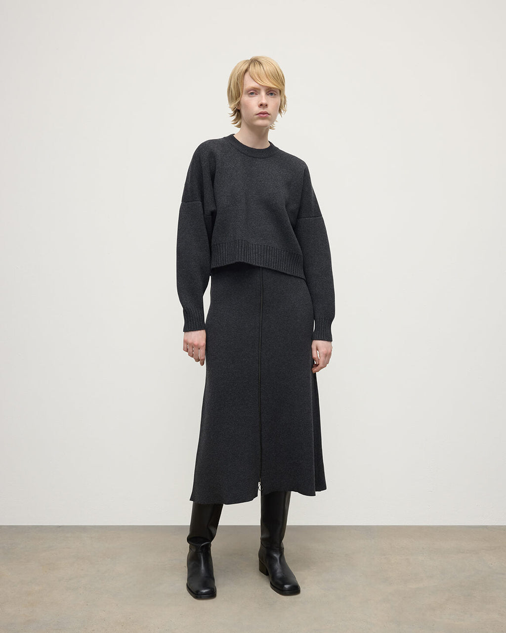 Cropped Milano Charcoal Cashmere Jumper