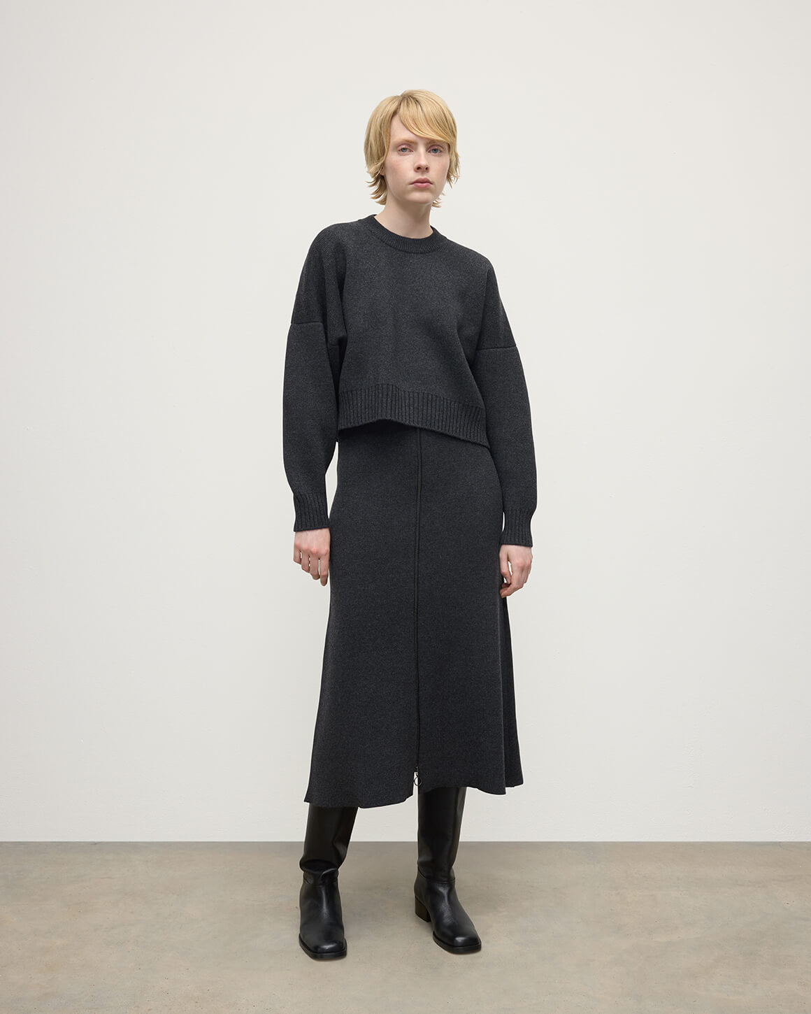 Cropped Milano Charcoal Cashmere Jumper