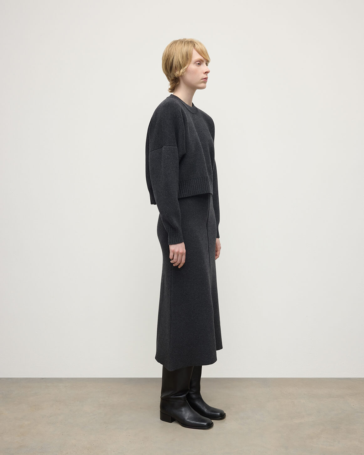 A-Line Milano Charcoal Cashmere Skirt