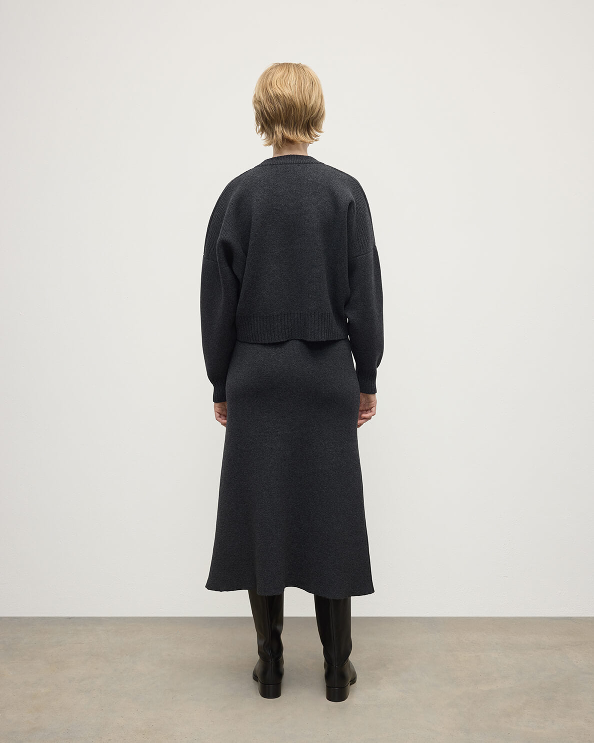 A-Line Milano Charcoal Cashmere Skirt