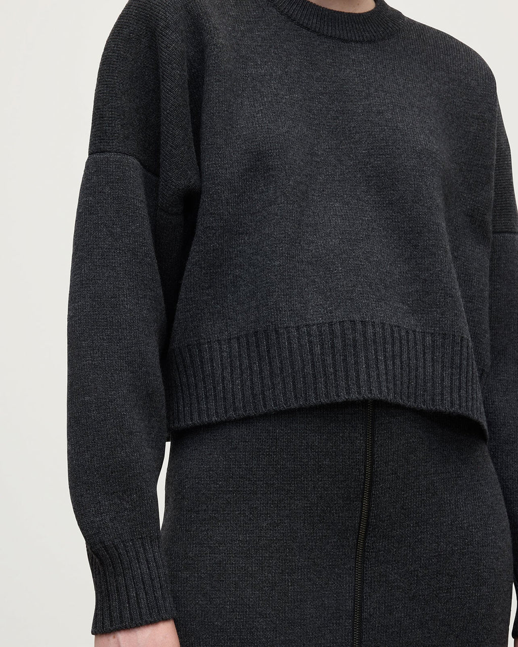 Cropped Milano Charcoal Cashmere Jumper