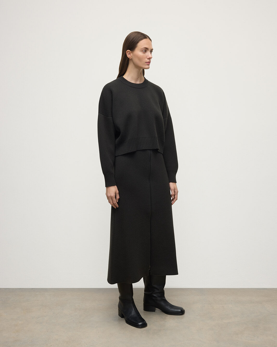 A-Line Milano Mid Grey Cashmere Skirt