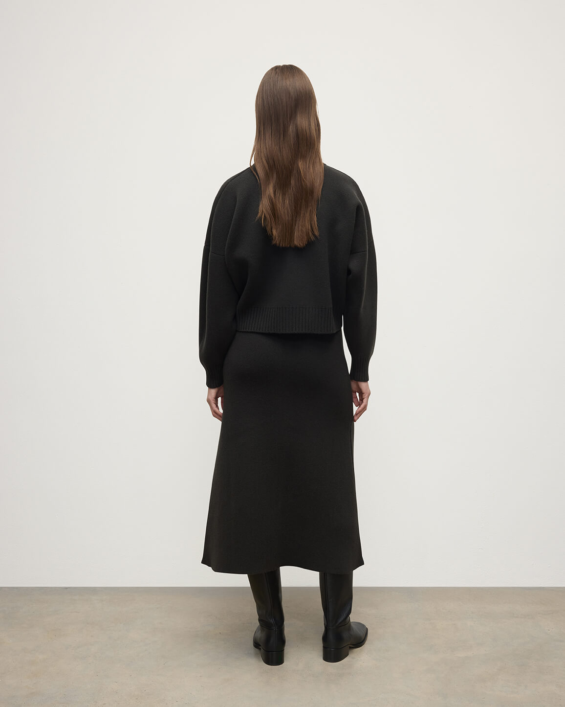 A-Line Milano Mid Grey Cashmere Skirt