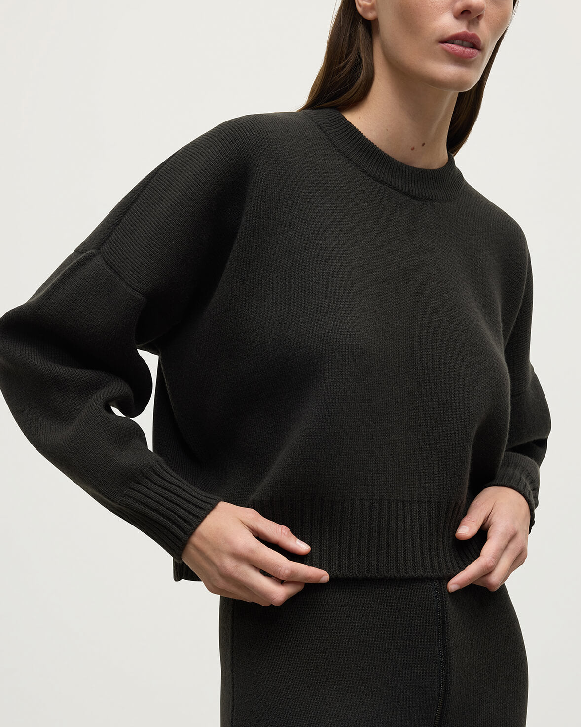 Cropped Milano Mid Grey Cashmere Jumper