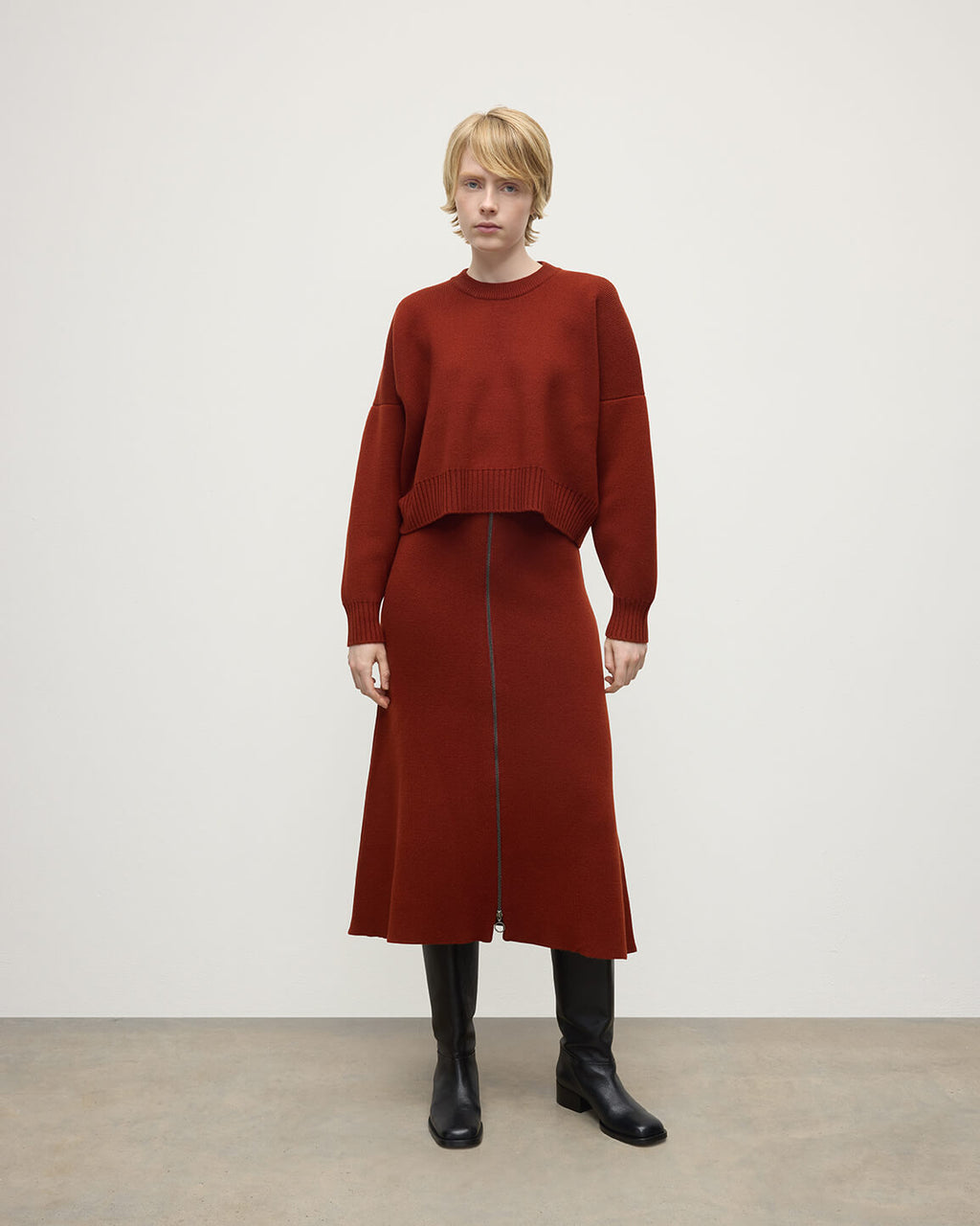 Cropped Milano Dark Red Cashmere Jumper