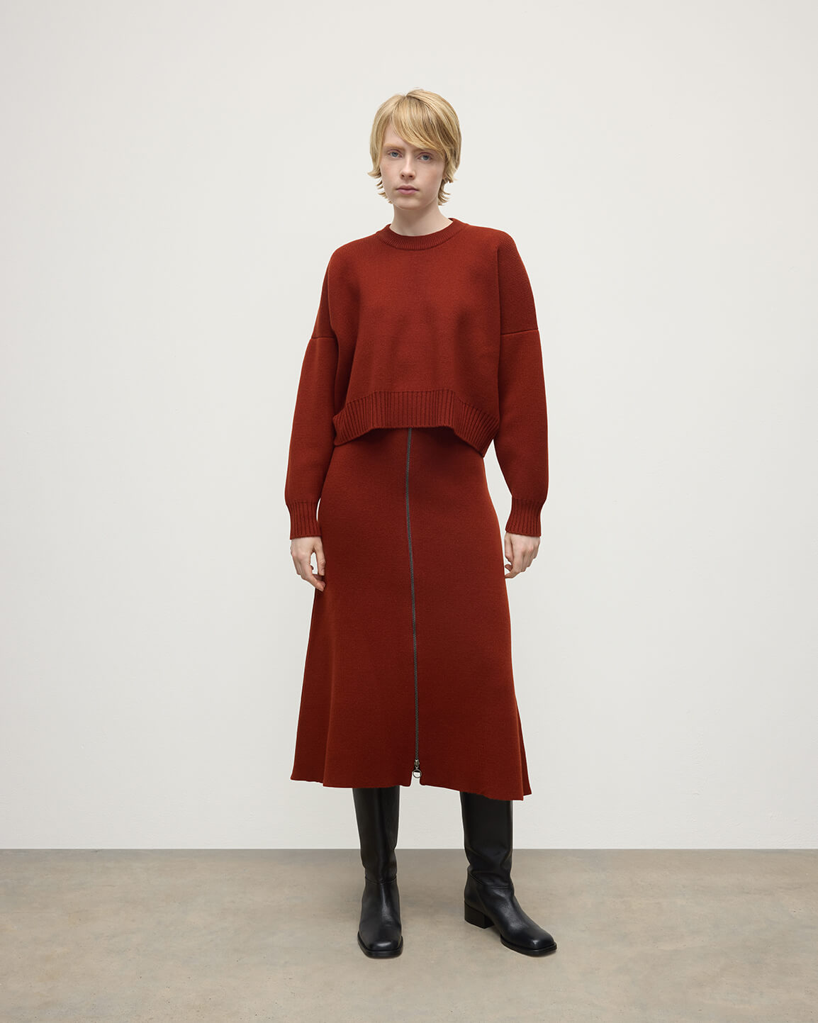 Cropped Milano Dark Red Cashmere Jumper