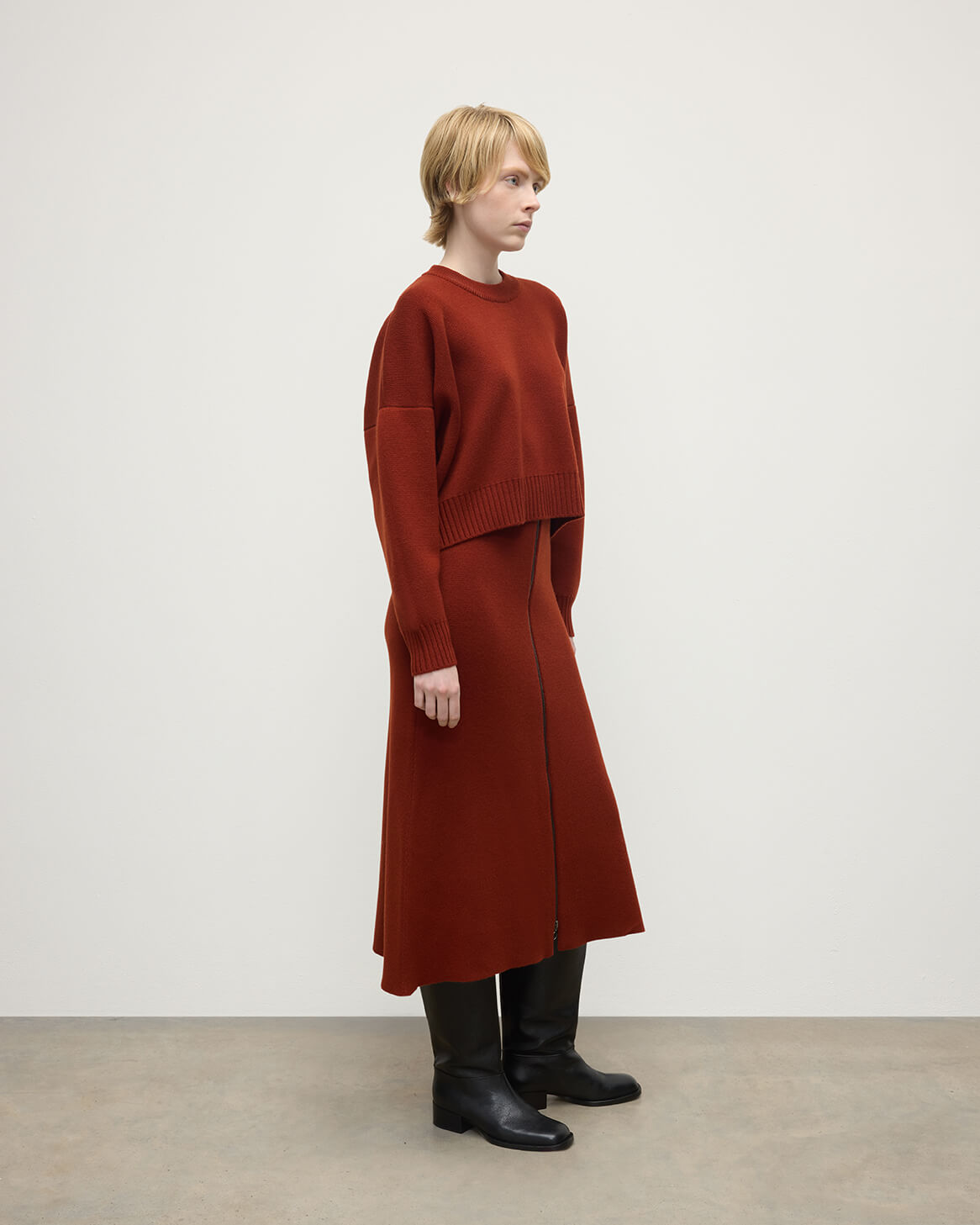 A-Line Milano Dark Red Cashmere Skirt