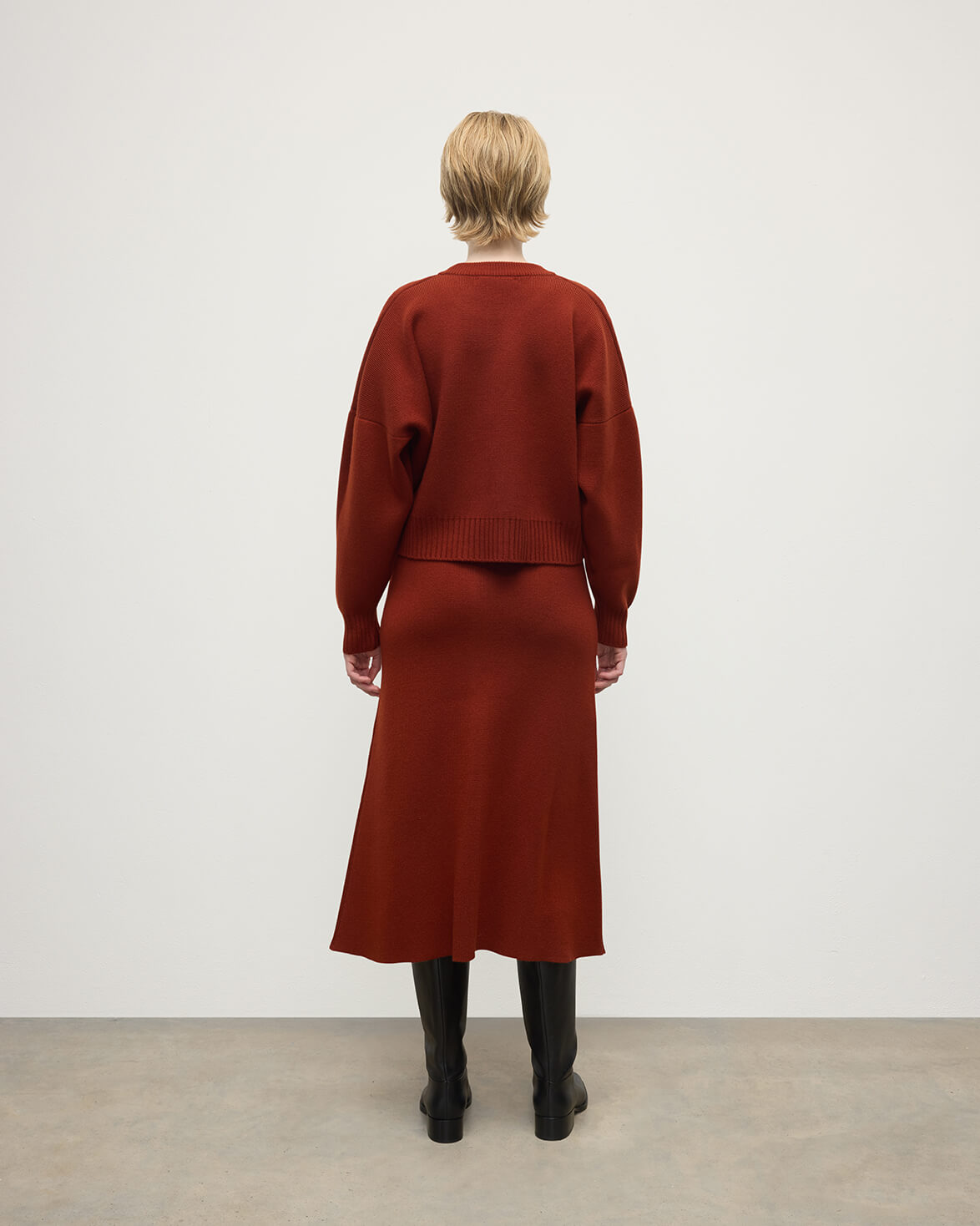 A-Line Milano Dark Red Cashmere Skirt