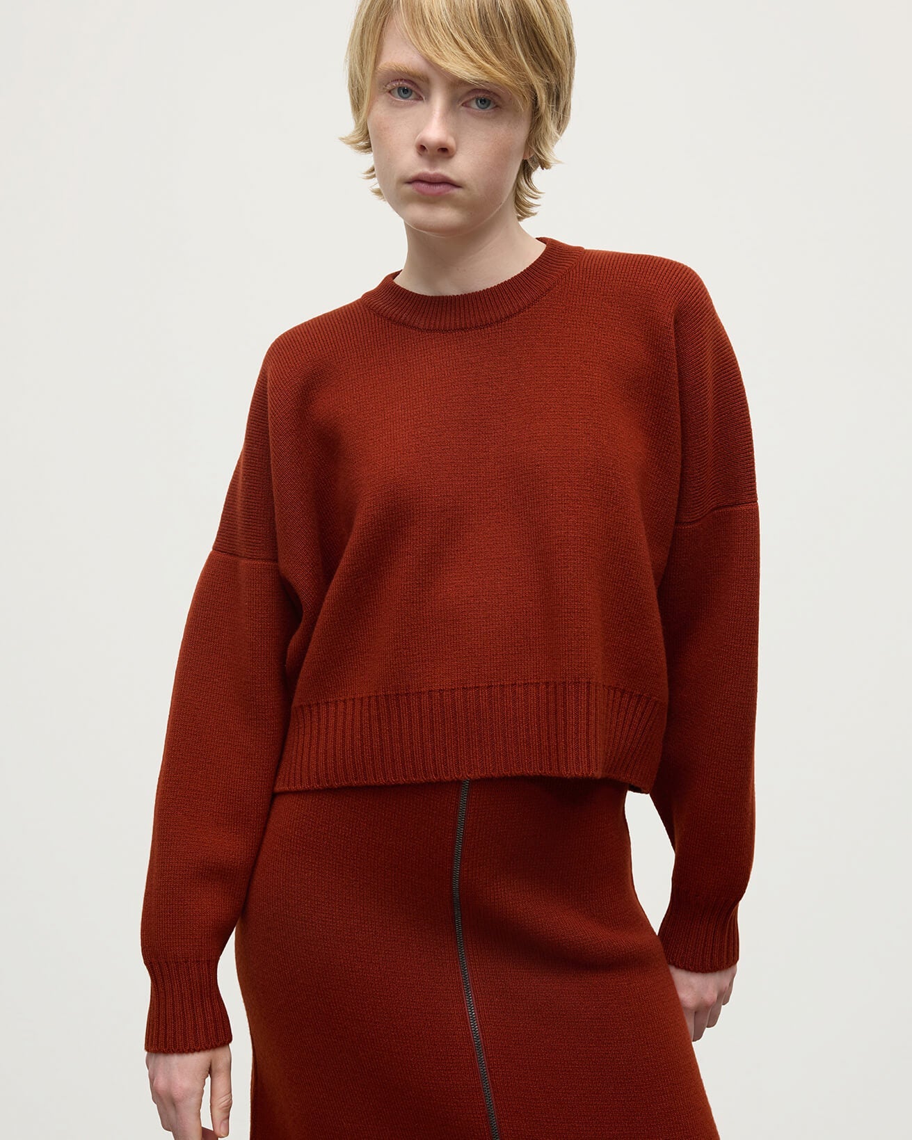 Cropped Milano Dark Red Cashmere Jumper
