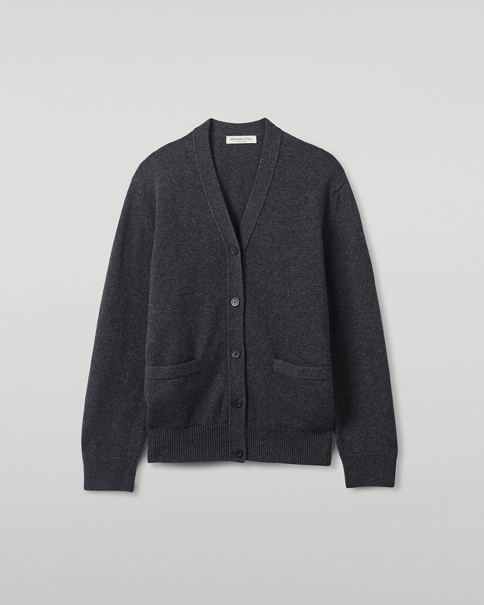 Boyfriend-Fit Charcoal Cashmere Cardigan