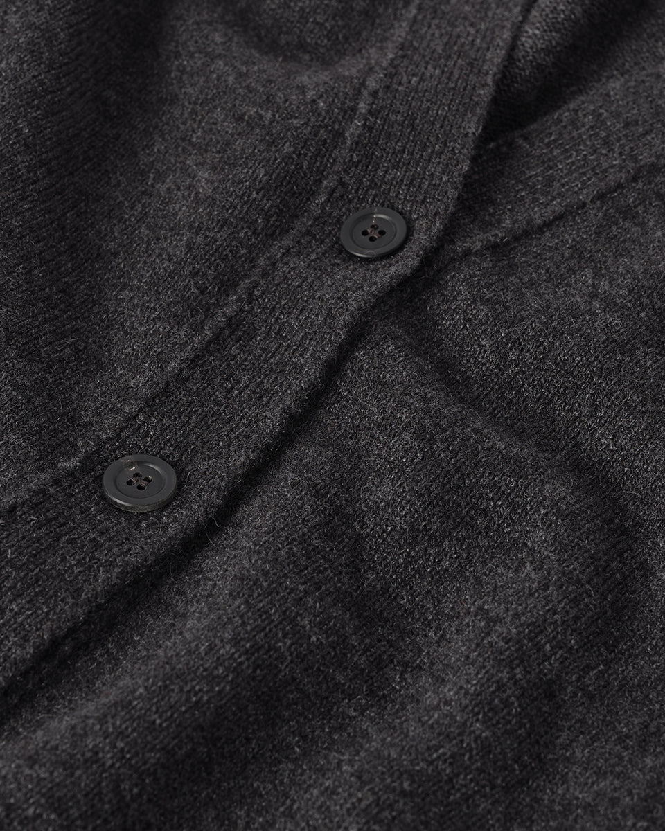 Boyfriend-Fit Charcoal Cashmere Cardigan