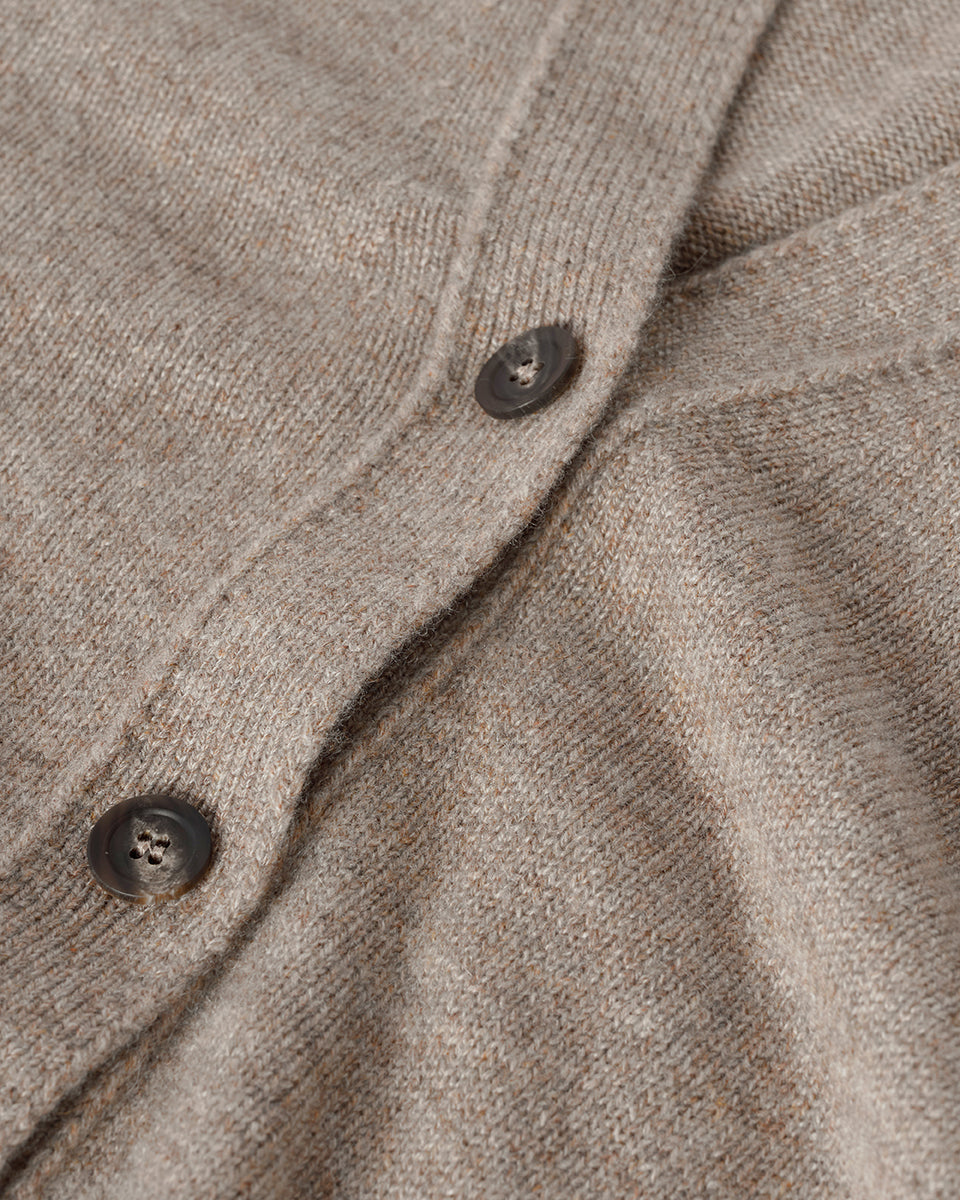 Boyfriend-Fit Brown Cashmere Cardigan