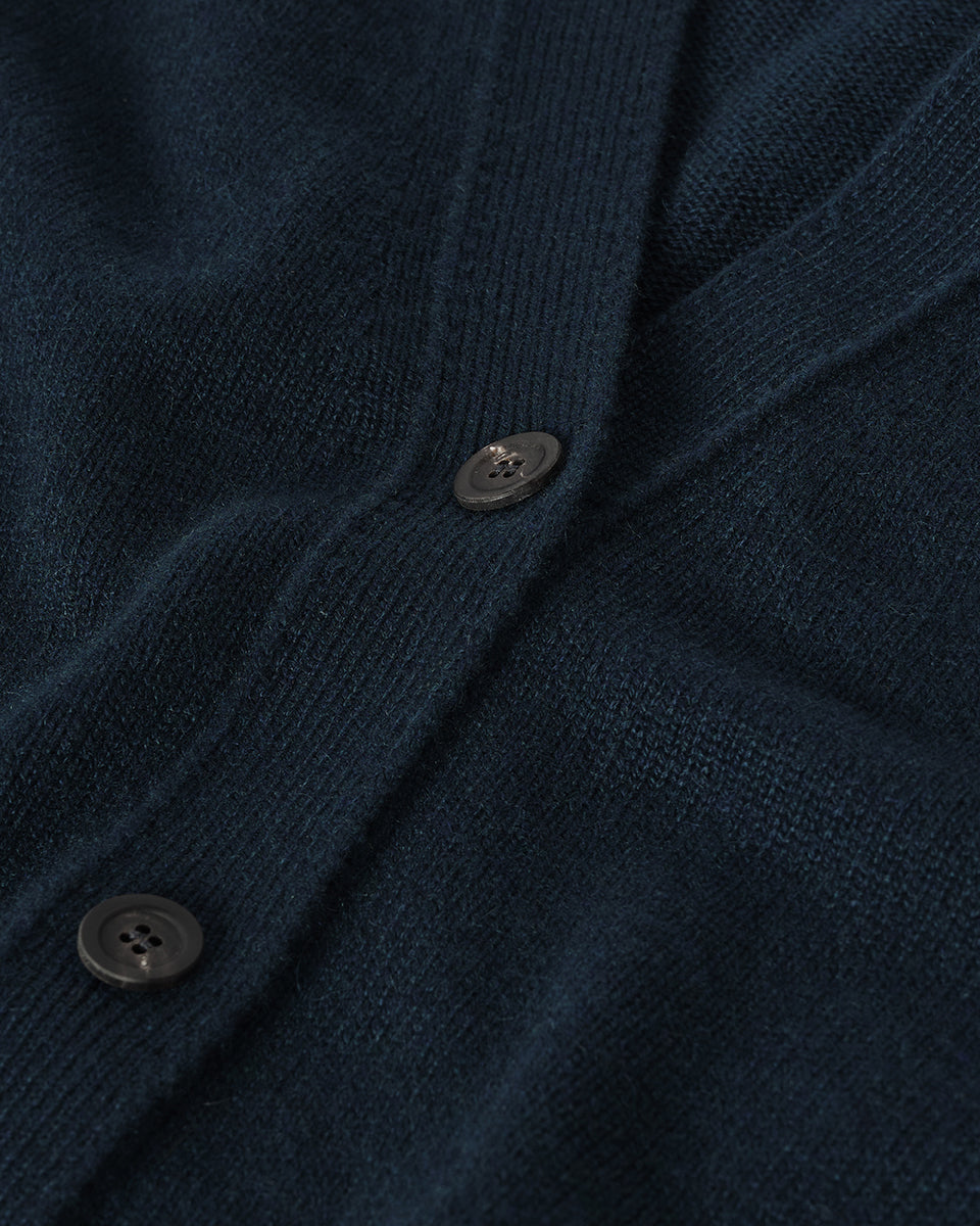 Boyfriend-Fit Dark Green Cashmere Cardigan