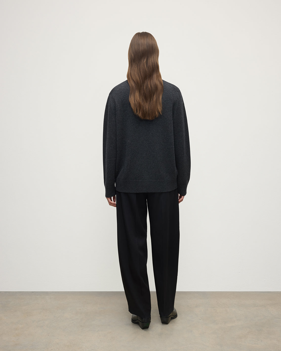 Boyfriend-Fit Charcoal Cashmere Cardigan