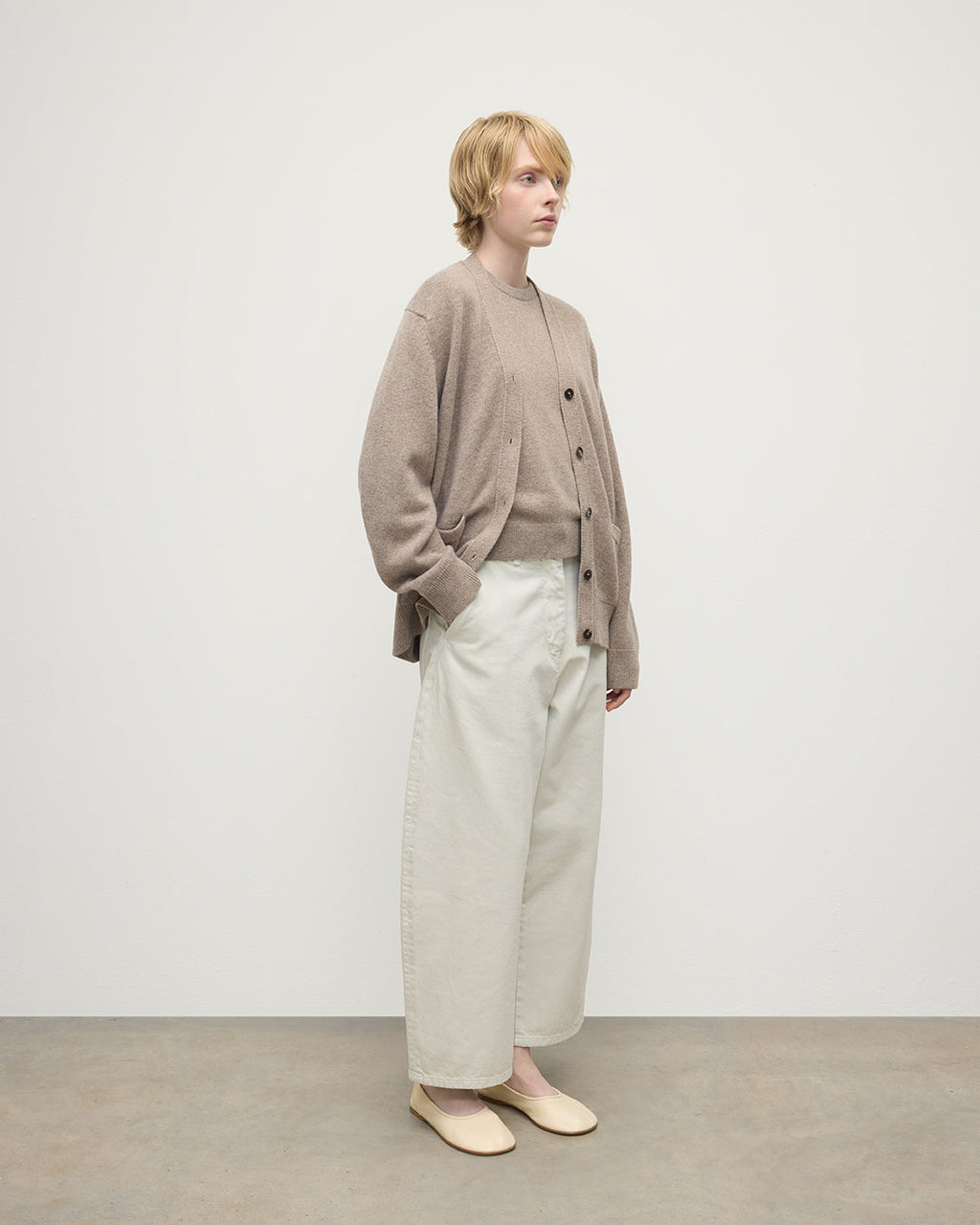 Boyfriend-Fit Brown Cashmere Cardigan