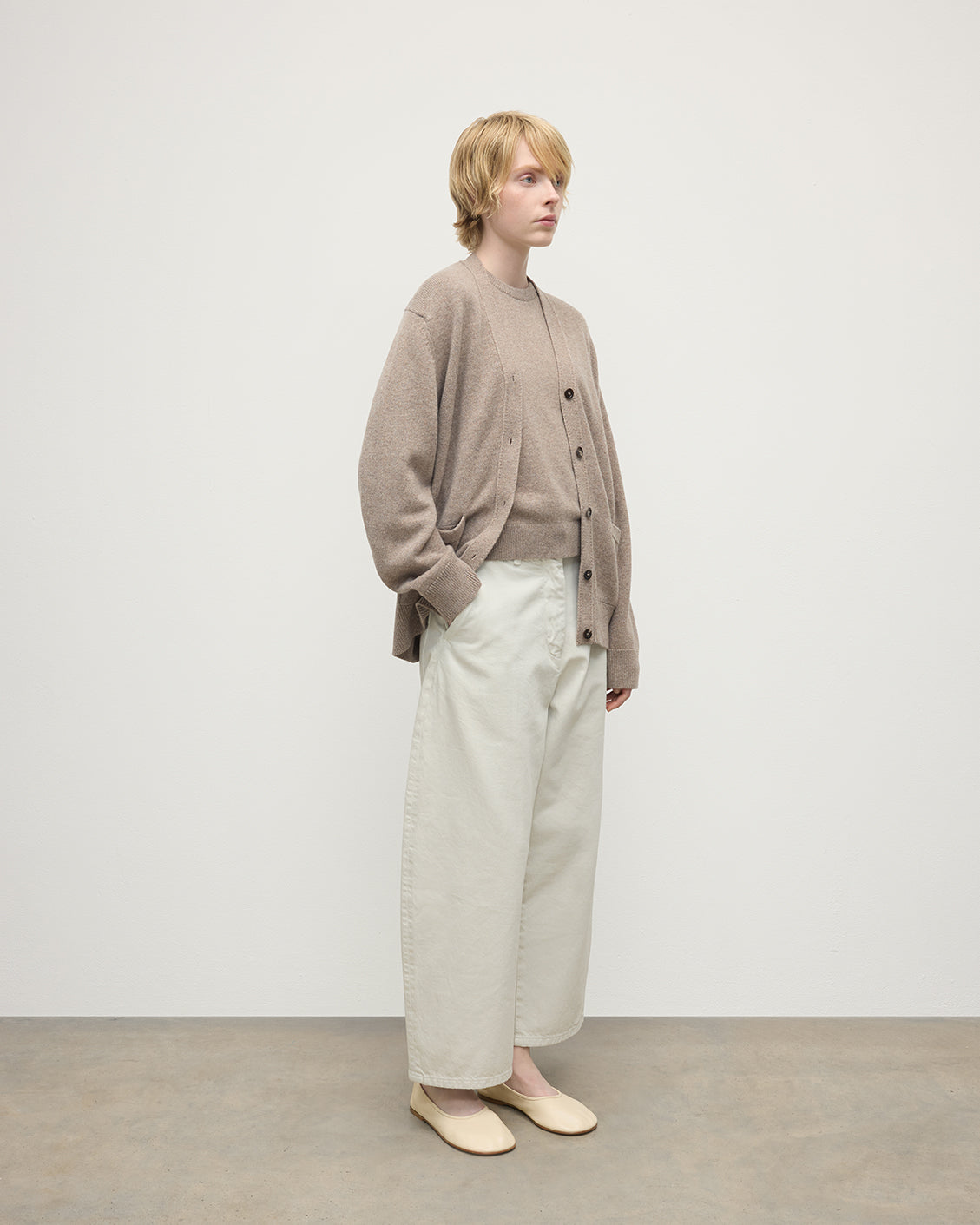 Boyfriend-Fit Brown Cashmere Cardigan