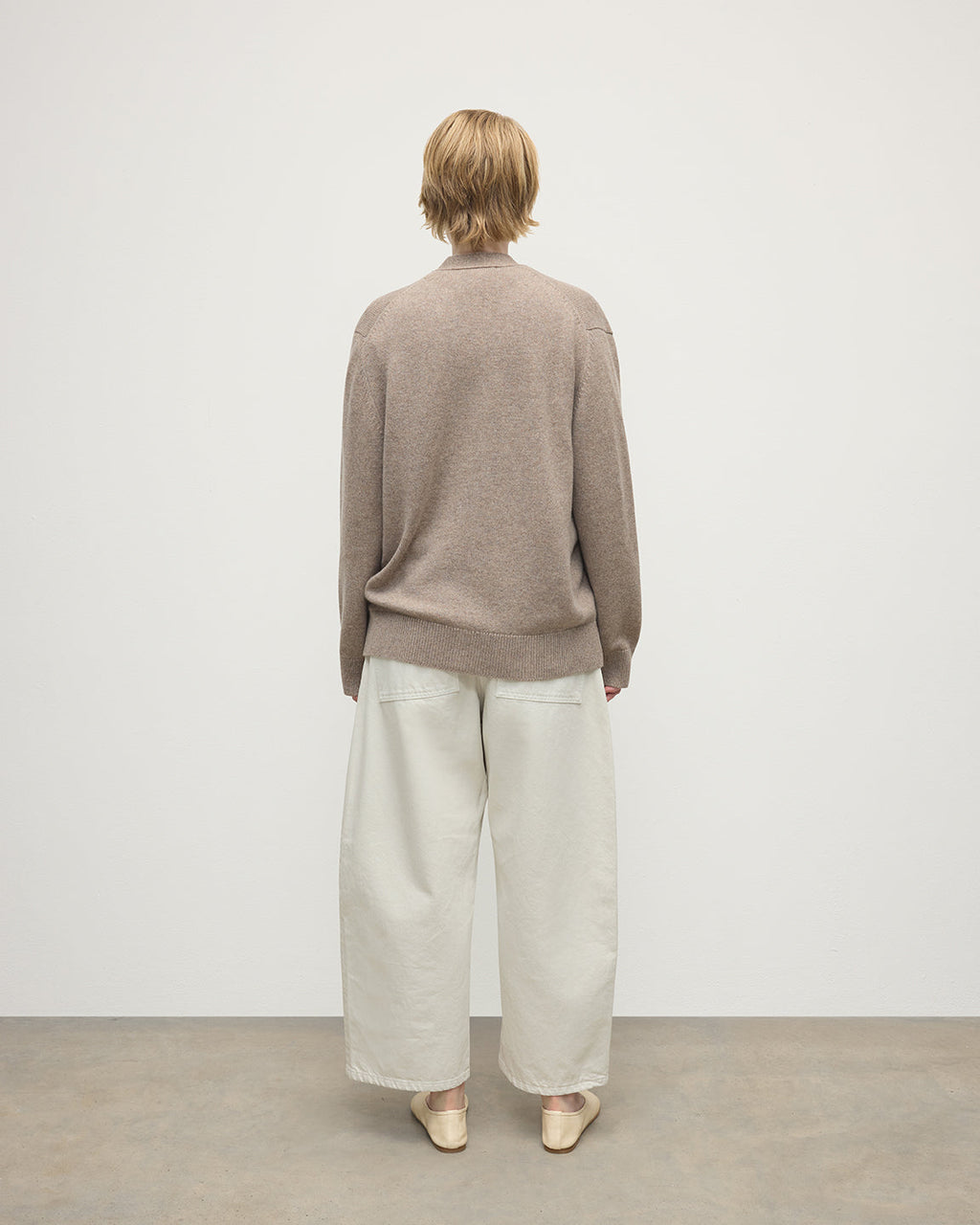 Boyfriend-Fit Brown Cashmere Cardigan