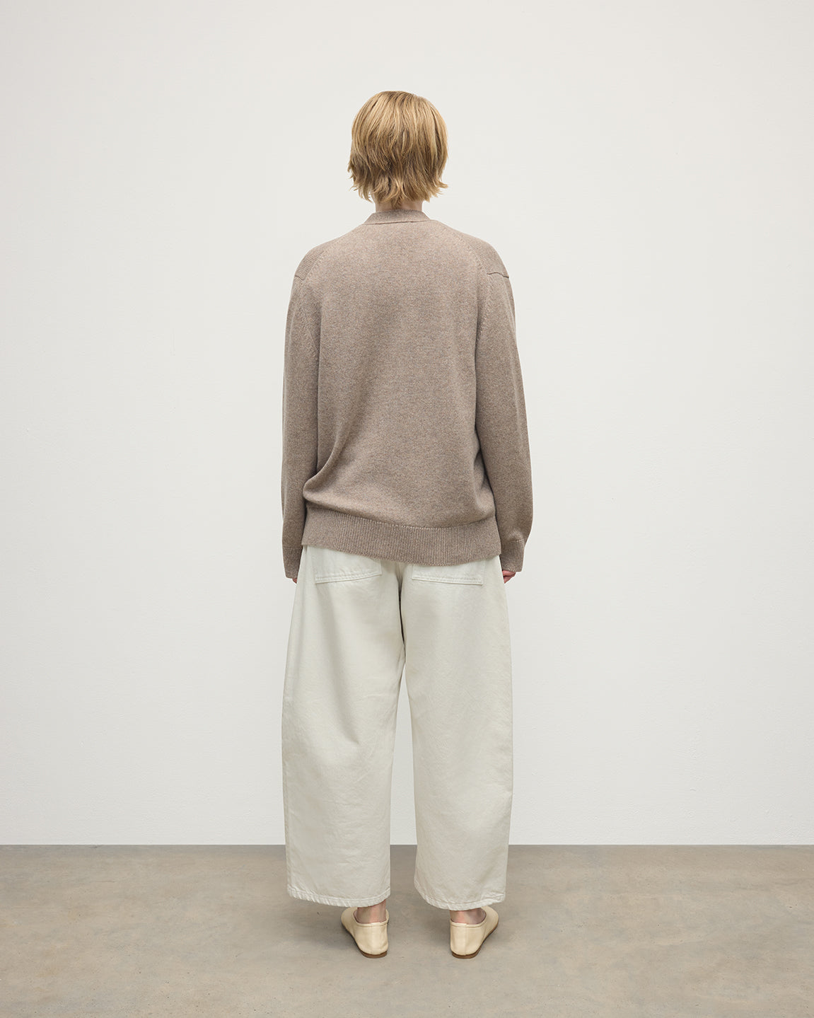 Boyfriend-Fit Brown Cashmere Cardigan