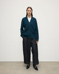 Boyfriend-Fit Dark Green Cashmere Cardigan