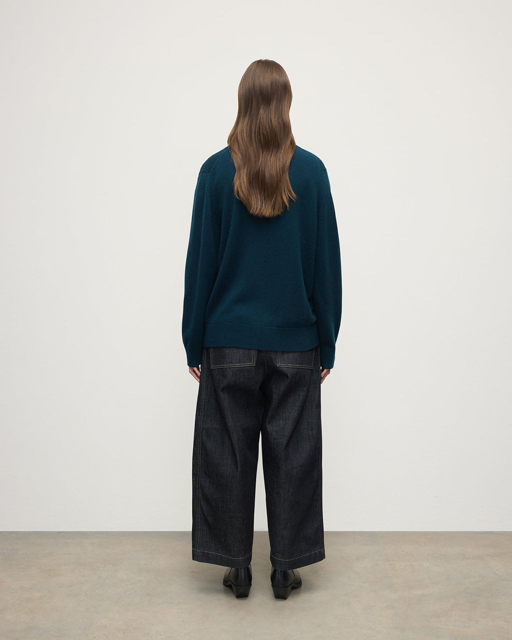 Boyfriend-Fit Dark Green Cashmere Cardigan