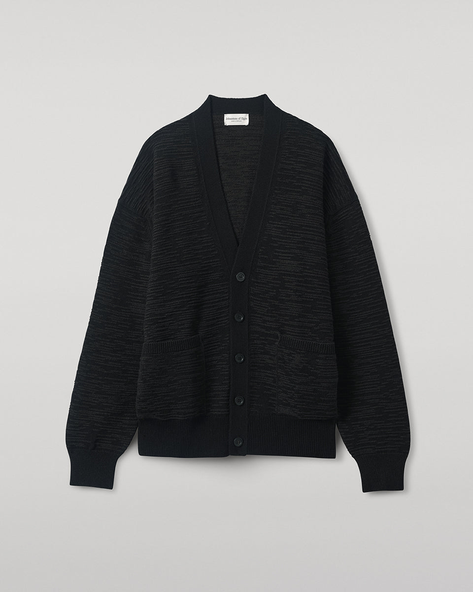 Plaited Texture Black Cashmere Cardigan