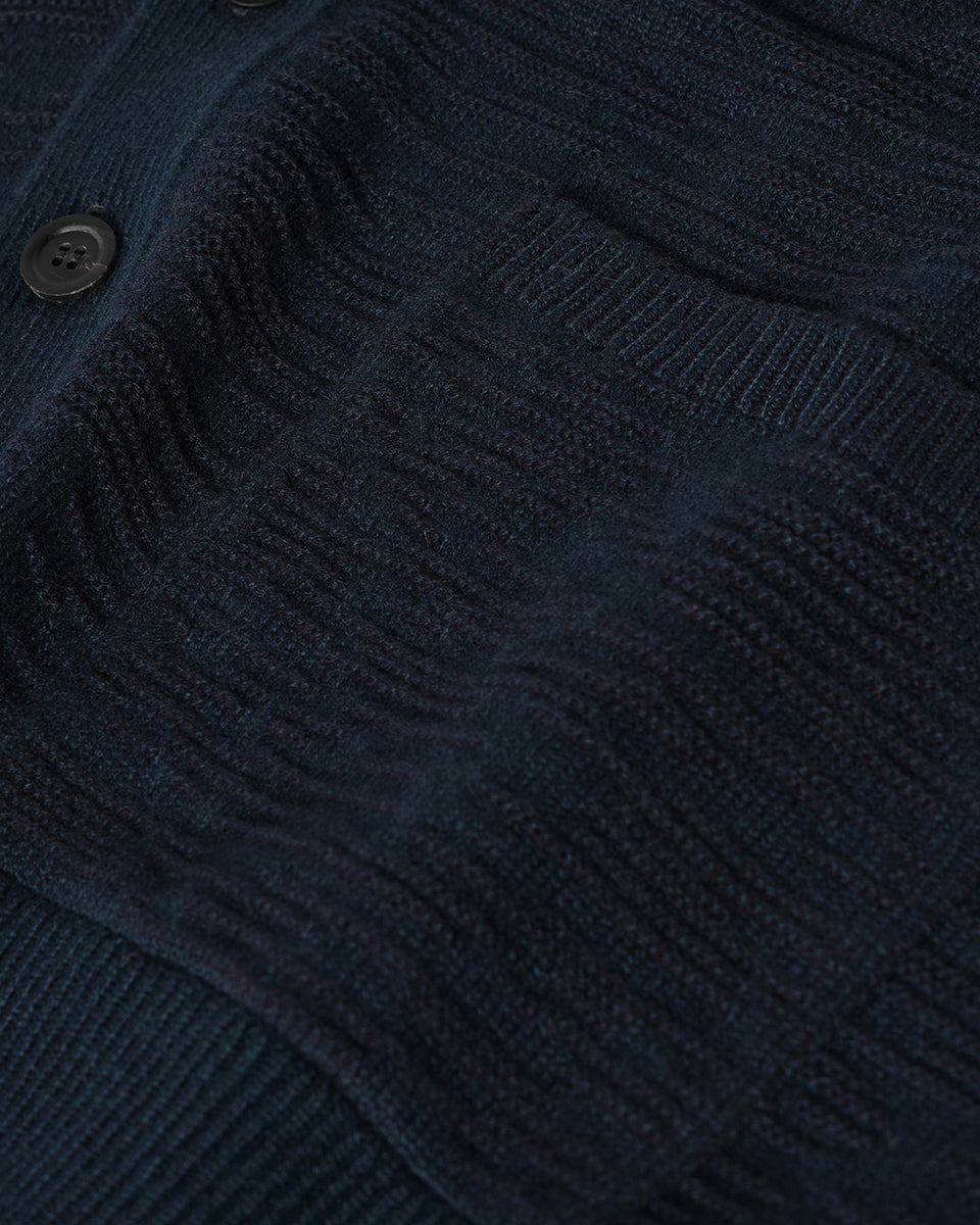 Plaited Texture Dark Green Cashmere Cardigan