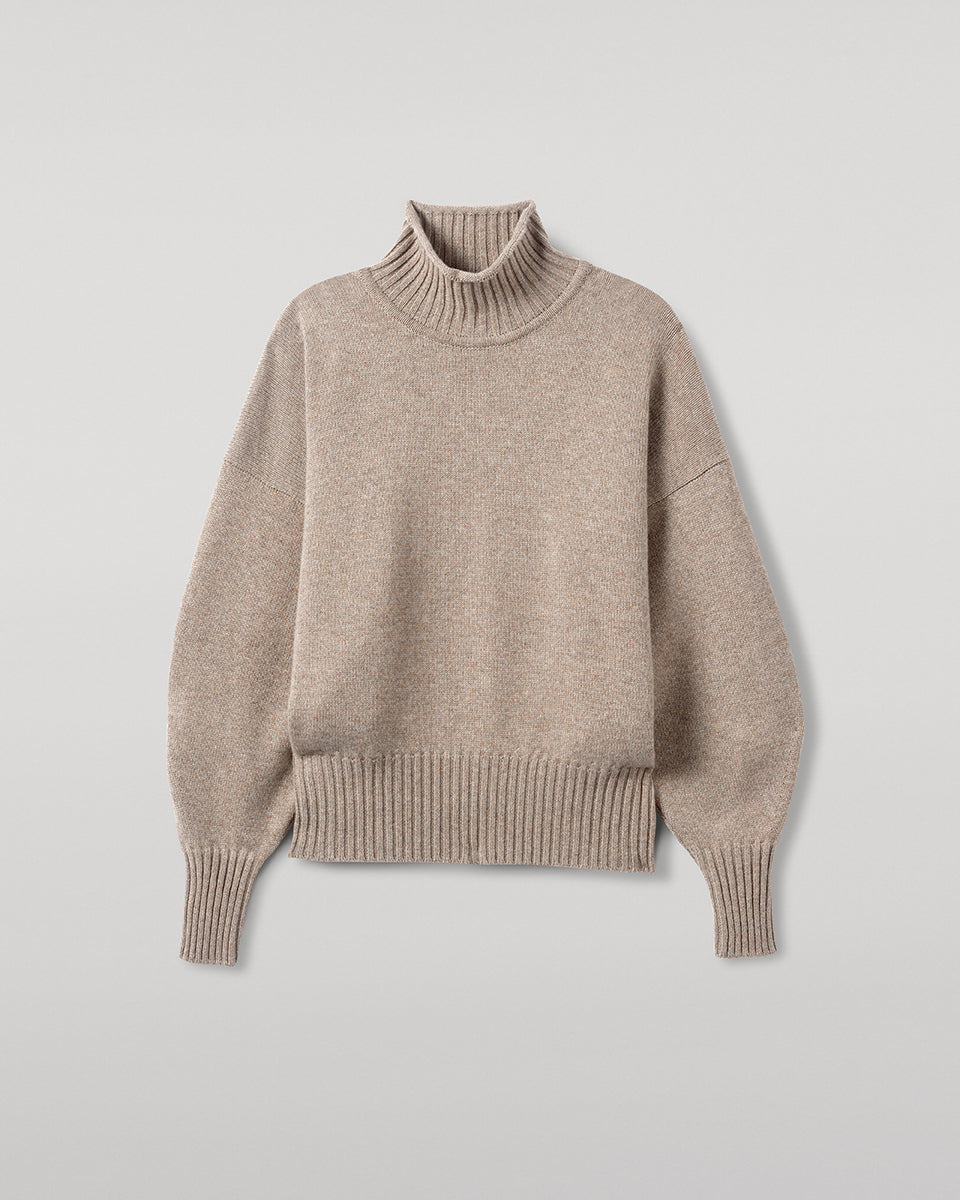 High Neck Brown Cashmere Jumper