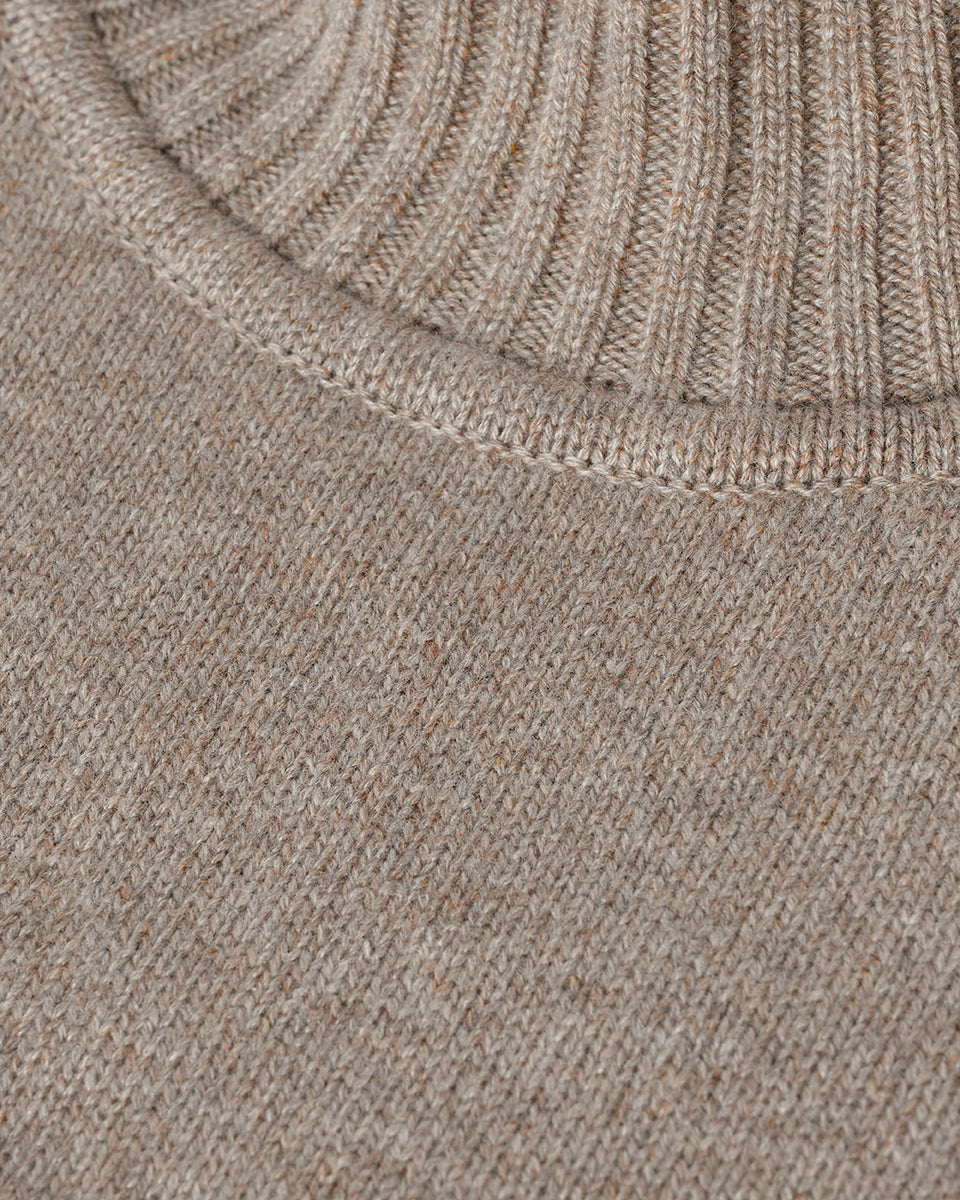 High Neck Brown Cashmere Jumper