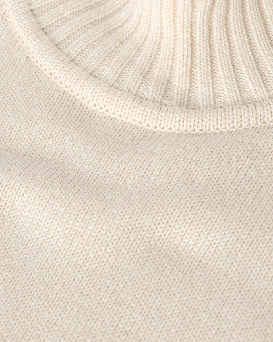High Neck Cream Cashmere Jumper
