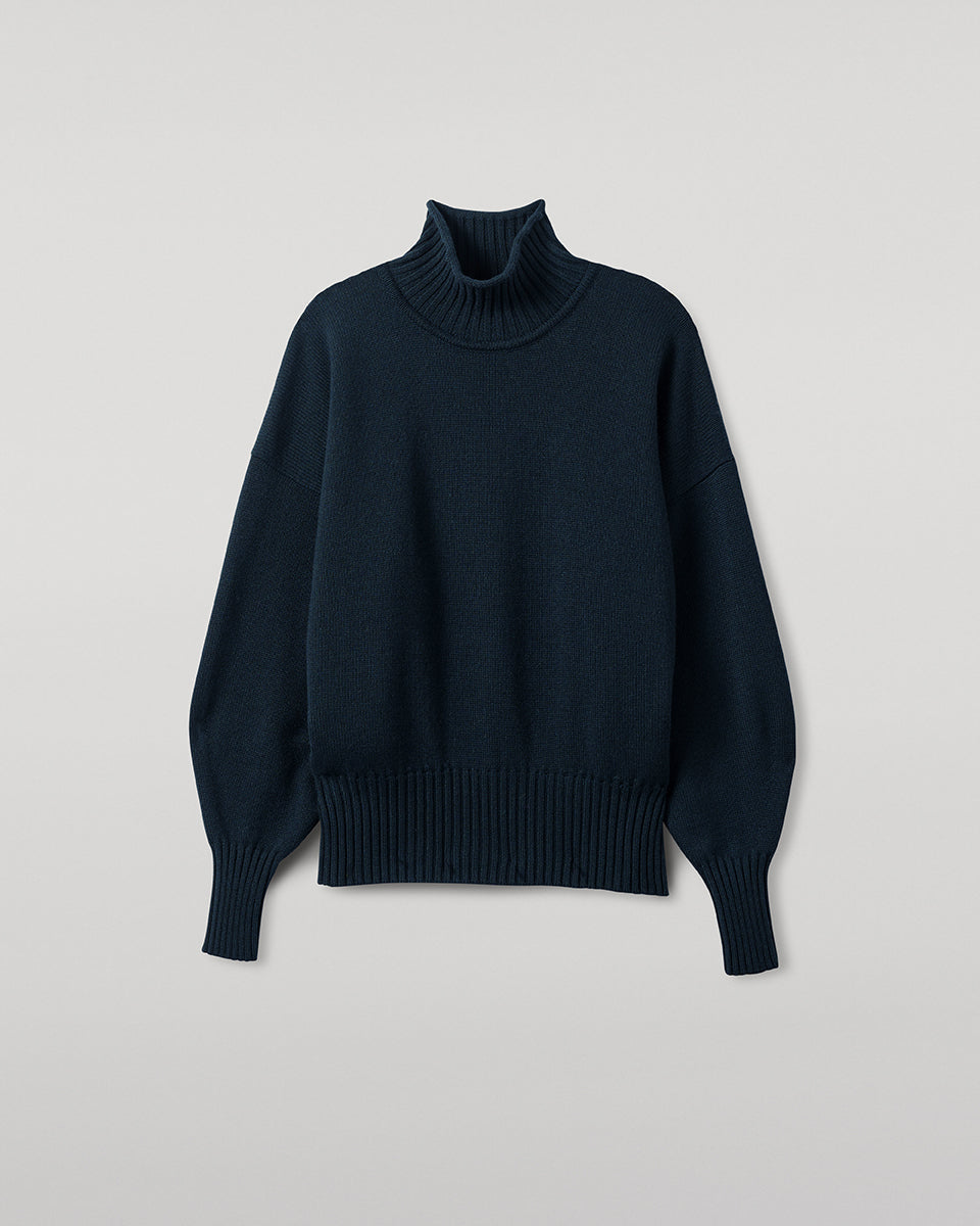 High Neck Bottle Green Cashmere Jumper