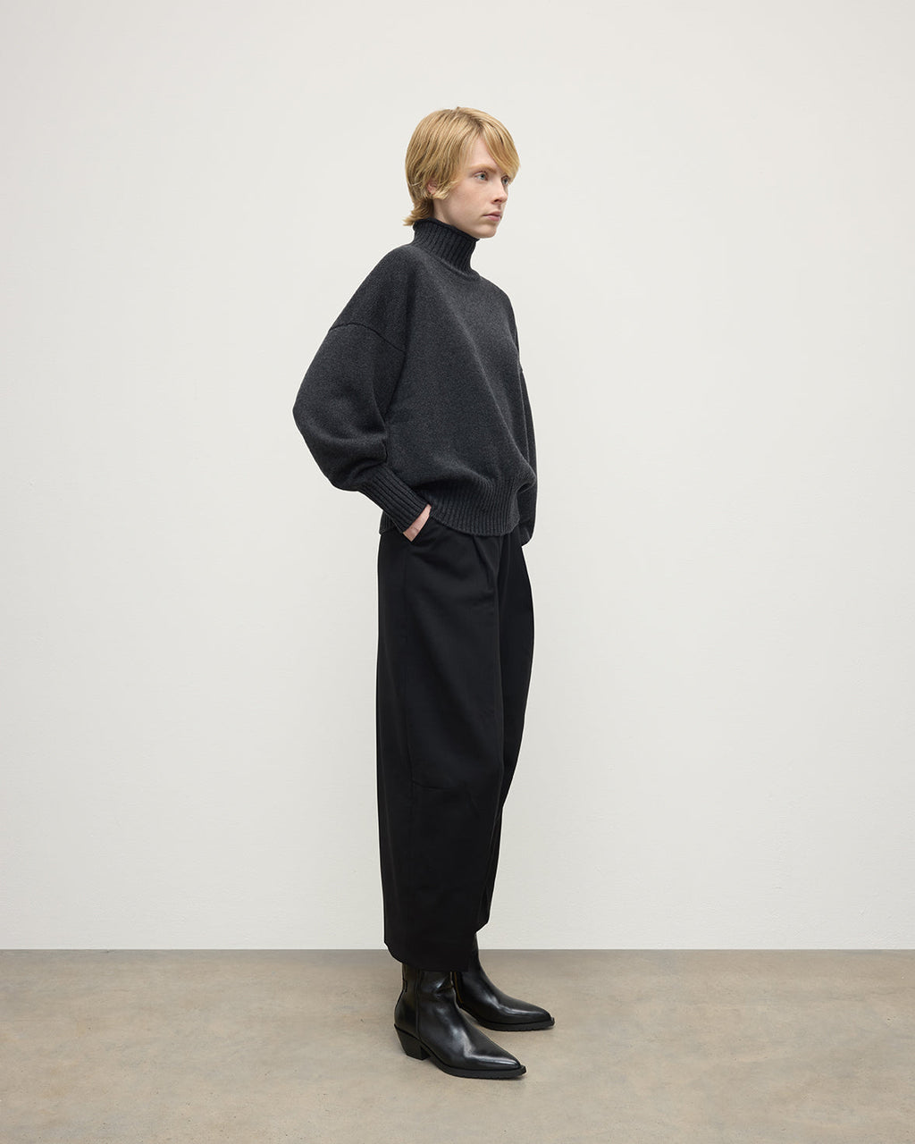 High Neck Charcoal Cashmere Jumper