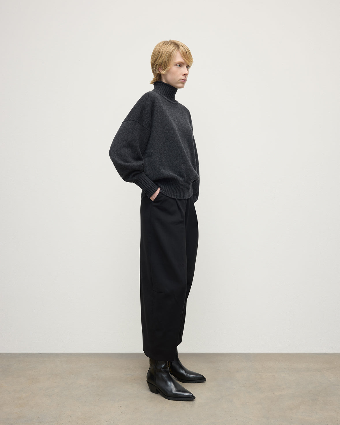 High Neck Charcoal Cashmere Jumper