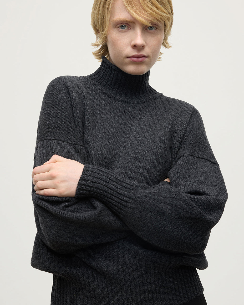 High Neck Charcoal Cashmere Jumper